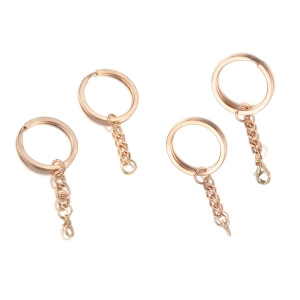 Anelli Portachiavi in Metallo Con Catena Chiusura a Moschettone Vite ad Occhio DIY Artigianato Gioielli Accessori Portachiavi