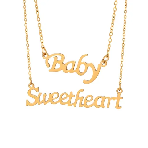Collier Pendentif Mot En Acier Inoxydable Plaque Or 18K Alphabet Script Baby Dreams Sweetheart Bijoux Pour Femmes