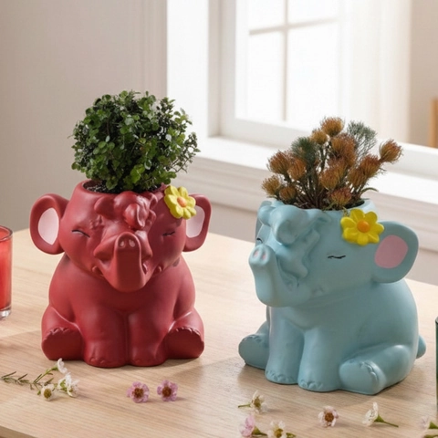 Elephant Shape Silicone Mold For DIY Flower Pot Resin Casting Pen Holder Succulent Planter Cartoon Animal Ornament Tool
