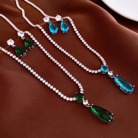 Tropfenschliff Tropfenhalskette Und Ohrringe Kupfer Zirkon Luxus Elegant Mode Accessoire Für Frauen Party Hochzeit
