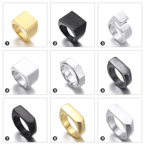 Minimalist Geometric Ring Stainless Steel Titanium Steel Square Hexagon Nut Shape Polished Fashion Jewelry