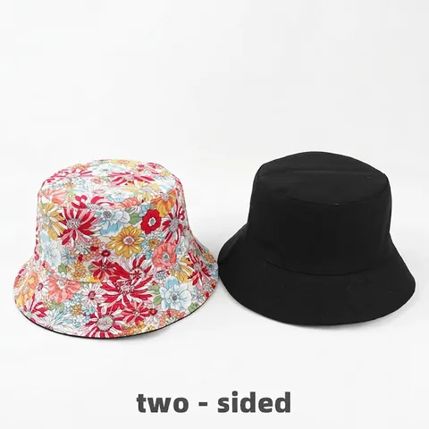Damen Wendbarer Baumwoll Fischerhut Blumenmuster Sonnenschutz Faltbar Sommer Outdoor Strand Gänseblümchen Druck Sonnenhut