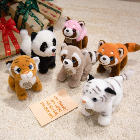Cute Soft Plush Animal Toy Stuffed Panda Tiger Raccoon Red Panda Doll For Kids Gift Home Decor