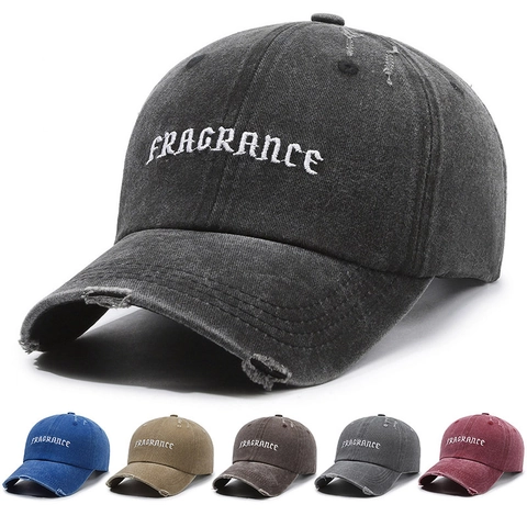 Casquette De Baseball En Coton Lavé Broderie Fragrance Rétro Streetwear Chapeau De Soleil Ajustable