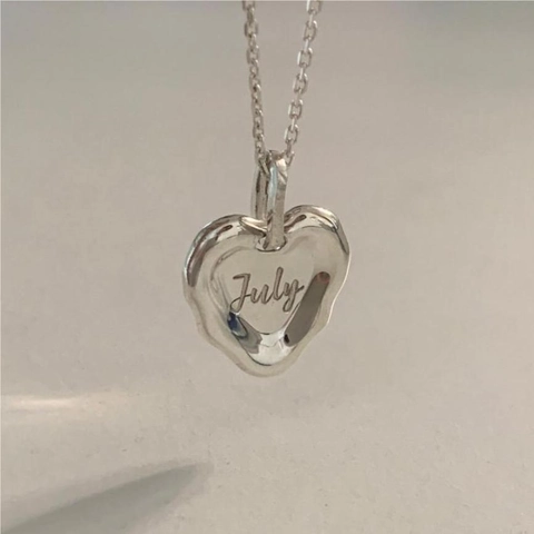 Herz Anhänger Halskette 925 Sterlingsilber Unregelmäßig July Graviert Minimalistischer Ins Stil Schmuck Damen