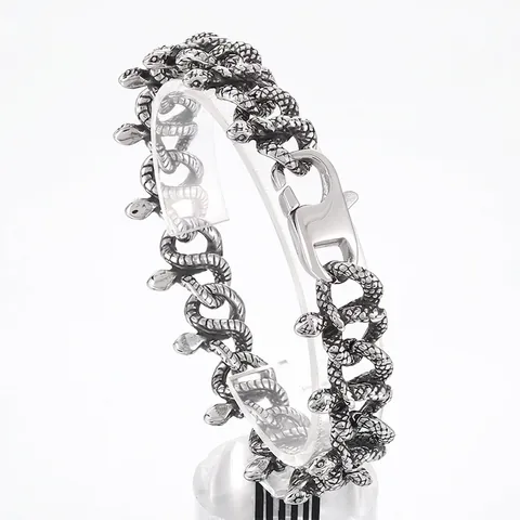 Heren Armband 316L Roestvrij Staal Slangenschubben Serpent Schakelketting Retro Punk Goth Zware Metalen Sieraden