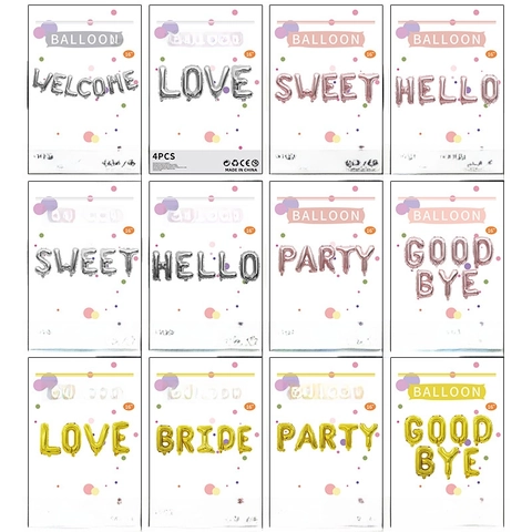 Letter Balloons Aluminum Foil Metallic Party Decoration Wedding Birthday Celebration Hello Love Welcome Bride
