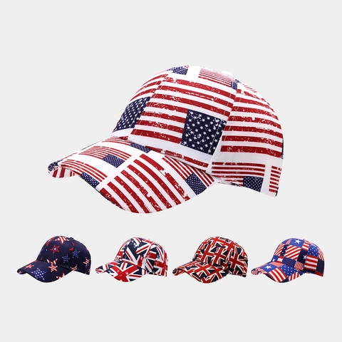 Unisex British UK Union Jack American US Flag Digital Print Baseball Cap Adjustable Sun Shade Sporty Snapback Hat