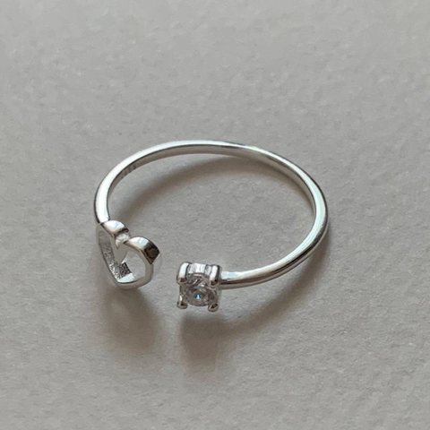 Anello Aperto In Argento Sterling 925 Da Donna Cuore Minimalista Zircone Regolabile Stile Coreano Gioielli Dolci