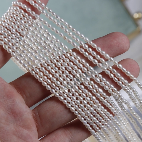 Natural Freshwater Pearl Beads Rice Shaped Oval White High Luster For DIY Jewelry Making Accessories
