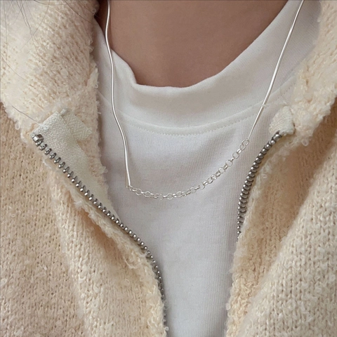 Collana In Argento Sterling 925 Minimalista Barra Ondulata Irregolare Catena Geometrica Gioielli Eleganti Per Donna