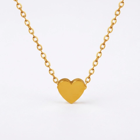 Herz Anhänger Halskette Titanstahl 18K Vergoldet Minimalistischer Koreanischer Stil Schlüsselbein Kette Schmuck Für Frauen