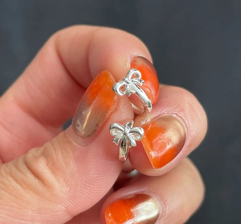 Orecchini A Cerchio Con Fiocco Argento Sterling 925 Minimalista Stile Nastro Gioielli Per Donna