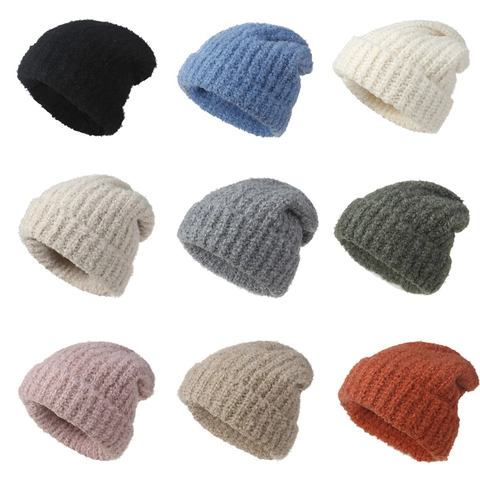 Strickmütze Beanie Damen Warm Weich Acryl Boucle Garn Texturiert Wintermütze Outdoor