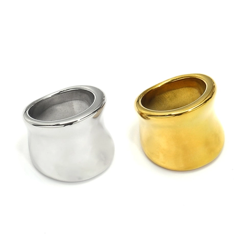 Minimalist Wide Titanium Steel Ring For Women French Ins Style Geometric Irregular Gold Silver Polished Fashion Jewelry