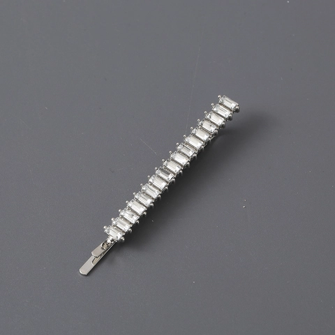 Fermaglio Per Capelli Sottile Elegante Per Donne Lega Galvanizzata Con Rhinestone Rettangolare Molletta Per Capelli Semplice