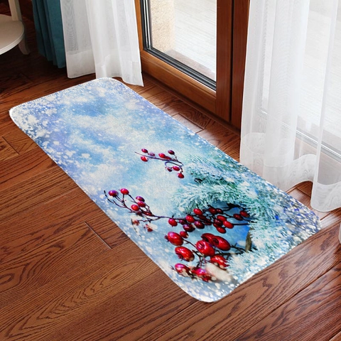 Tappeto Da Pavimento In Flanella Paesaggio Invernale Nevoso Assorbente Antiscivolo Zerbino Per Cucina Bagno Decorazione