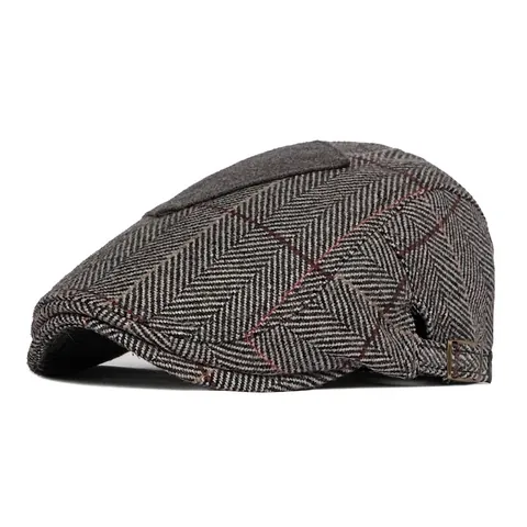 Retro Schiebermütze Herren Britisch Vintage Newsboy Hut Verstellbar Polyester Tweed Muster Patchwork Vorwärts Kappe