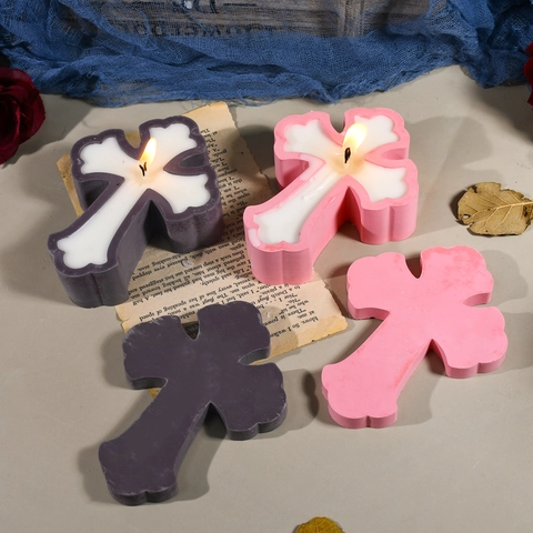 Moule Silicone Croix Pour Fabrication Bougie DIY Plâtre Résine Boîte Rangement Halloween Gothique Décoratif Design Vintage