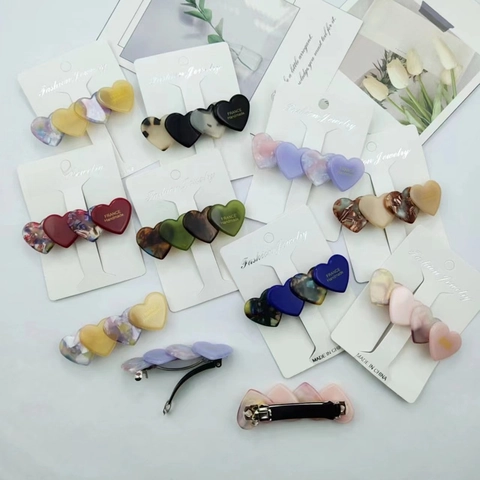 Pince À Cheveux Cœur Vintage Acétate Barrette À Ressort Color Block Floral Écaille Accessoires Cheveux Femmes Filles