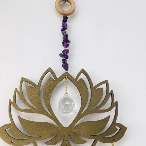 Attrape Soleil Lotus Améthyste Naturelle Prisme De Boule De Cristal Ornement Suspendu Jardin Fenêtre Décoration Maison