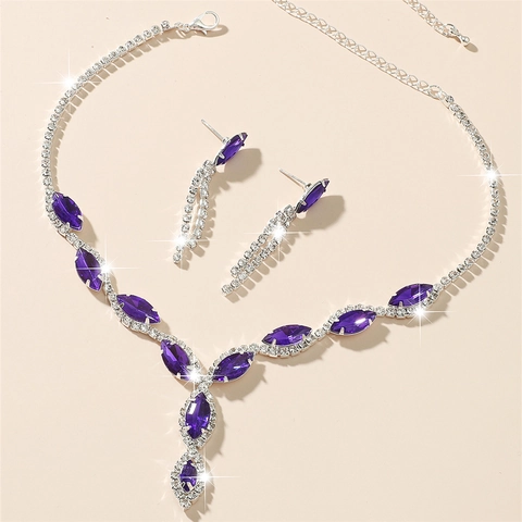 Set Gioielli Collana Orecchini Lega Strass Finta Perla Artificial Lucido Matrimonio Sposa Festa Serale Per Donne Accessorio