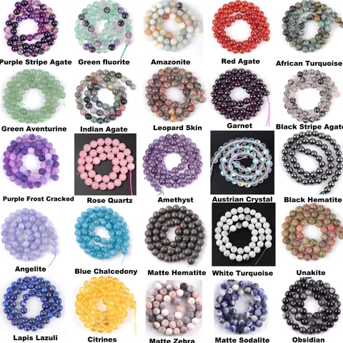 Natural Gemstone Round Loose Beads Polished Smooth Stone For DIY Jewelry Making Bracelet Necklace Accessory