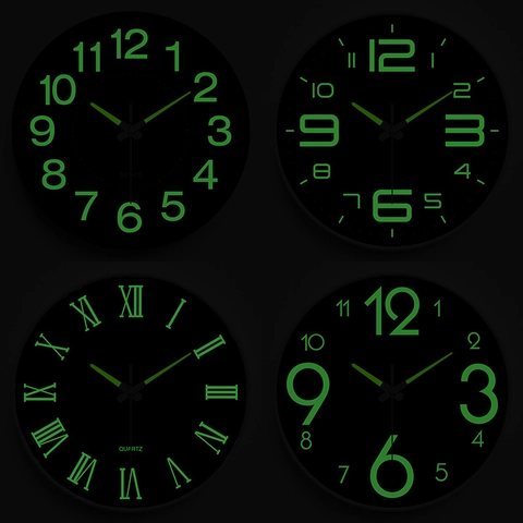 Orologio Da Parete Al Quarzo Silenzioso Luminoso Tondo Moderno Minimalista Plastica Vetro Decorativo Per Soggiorno