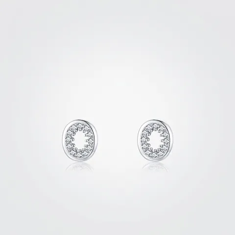 Orecchini A Lobo Ovali Con Perno In Argento Sterling 925 E Gioielli Geometrici In Micro Pavé Di Zirconia Per Donna Elegante