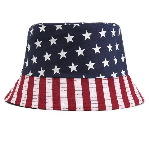 Reversible Bucket Hat Polyester Sun Protection US UK Flag Print Independence Day Outdoor For Men Women