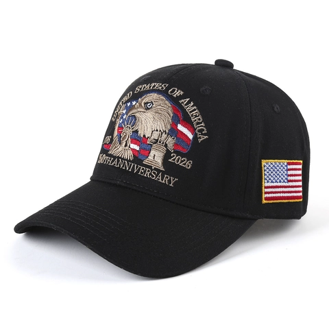 Patriotische USA Jubiläum Baseballkappe Baumwolle Twill Adler Flagge Stickerei Verstellbarer Sonnenhut