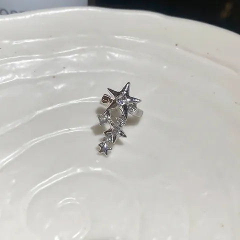 Polsino Dell'orecchio A Stella Per Donna Senza Piercing Lega Zircone Intarsiato Stelle Orecchini Gioielli Di Moda Colore Argento