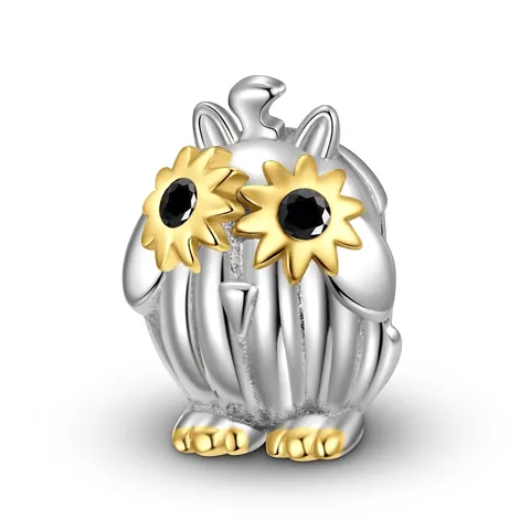 925 Sterlingsilber Eule Sonnenblume Charm Perle Tierform Strass Eingelegt Zubehör Für DIY Armband Halskette Schmuckherstellung