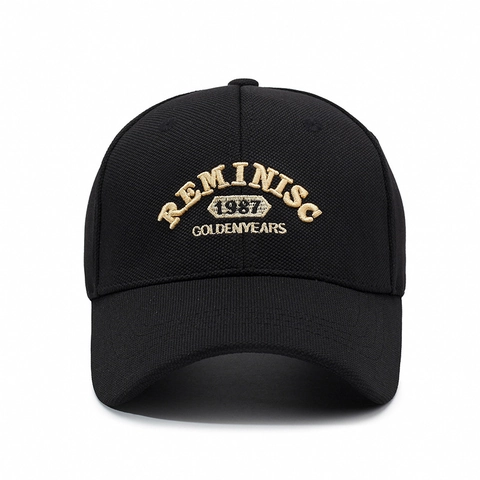 Retro Embroidered Baseball Cap Polyester Blend Adjustable Structured Sun Hat For Men Women 1987 Lettering Streetwear