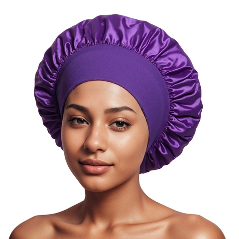 Satin Sleep Bonnet For Women Wide Elastic Band Silk Hair Bonnet Night Sleeping Cap Hair Care Solid Color Leopard Hat