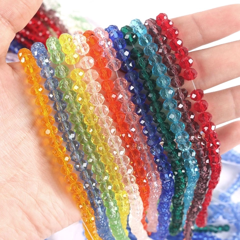 Faceted Glass Beads Multicolor AB Coated Crystal Loose Strands For DIY Jewelry Making Bracelet Necklace Crafting Supplies