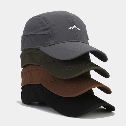 Schnelltrocknende Baseballkappe Mit Bergstickerei 5-Panel Outdoor-Wander-Camping-Hut Unisex Verstellbar Polyester