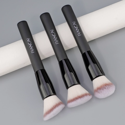 Pennello Professionale Per Fondotinta Setole Sintetiche Morbide Manico In Legno Strumento Per Trucco Viso Cipria Portatile