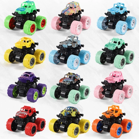 Friction Powered 4WD Monster Truck Off-Road Toy Car 360 Degree Rotation Shock Absorption Plastic Stunt Vehicle For Kids Boys