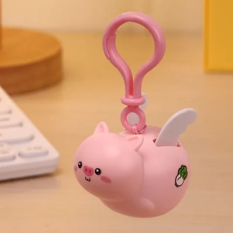 Creative Cartoon Flying Pig Capybara Pull-String Keychain Stress Relief Flapping Wings Pig Toy Pendant For Bag Car Decoration