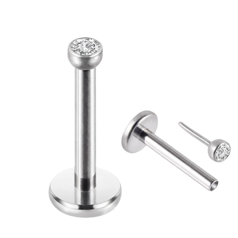Labret Senza Filettatura In Titanio G23 Anello Per Labbro Orecchino Spilla A Pressione Cuore Stella Luna Lampo Croce Piercing
