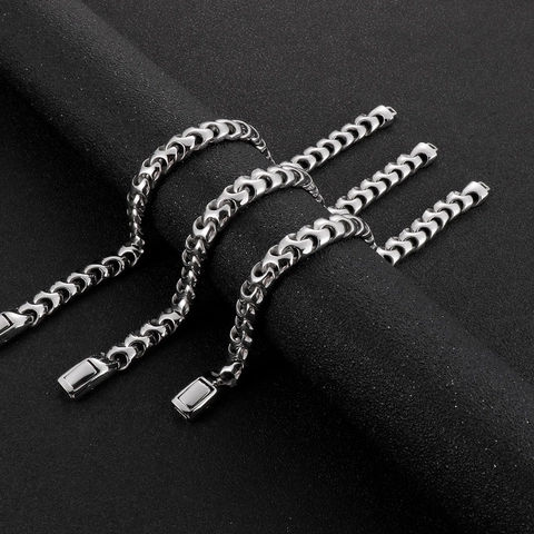 Collana E Bracciale A Catena Franco Keel In Acciaio Inossidabile Lucido Streetwear Punk Gioielli Da Uomo Maglie Pesanti
