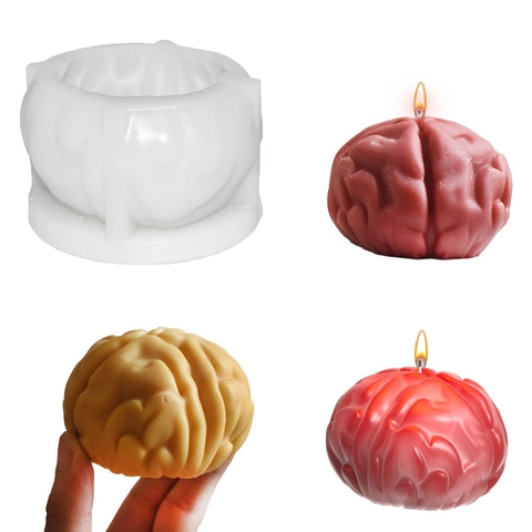 Realistic Brain Heart Anatomical Silicone Mold DIY Scented Candle Plaster Handmade Craft Halloween Ornament Novelty Flexible