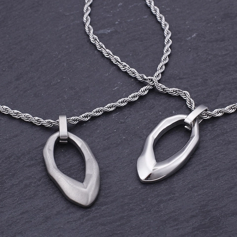 Irregular Geometric Water Drop Pendant Titanium Steel Minimalist Retro Polished Matte Jewelry Accessory