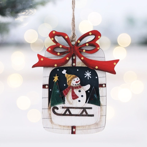 Ornamenti Da Appendere Albero Di Natale Legno Babbo Natale Pupazzo Di Neve Renna Decorazioni Con Corda