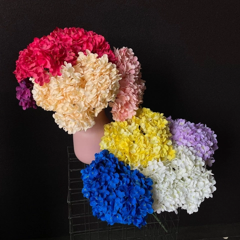 Artificial Hydrangea Flowers Satin Cloth Realistic Faux Floral Bunch For Wedding Party Home Decor Hotel Background Wall