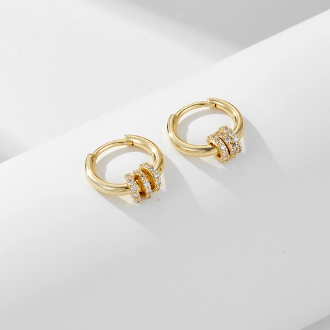 925 Sterling Silver Rhinestone Hoop Earrings For Women Minimalist Geometric Inlaid Small Round Ear Buckle Jewelry Accessories