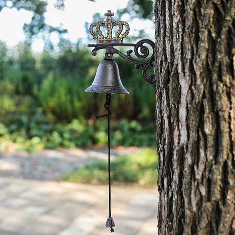 Vintage Wandtürklingel Aus Gusseisen Kronendesign Rustikale Metallglocke Für Garten Terrasse Außenbereich Haus Dekoration