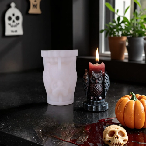 Molde de Silicona para Vela Aromática de Búho DIY Herramienta de Artesanía de Resina de Yeso Escultura de Animal 3D Decoración