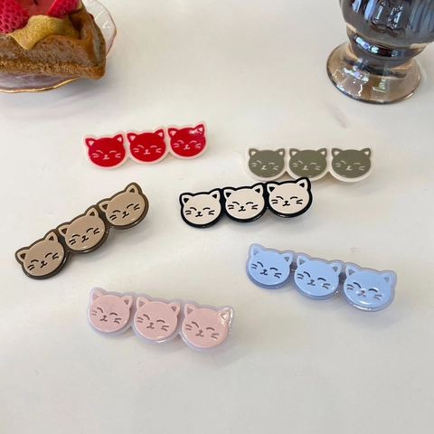 Cartoon Cat Hair Clips Cute Korean Style Acrylic Duckbill Clips Bangs Side Clip Kawaii Animal Head Accessory For Women
